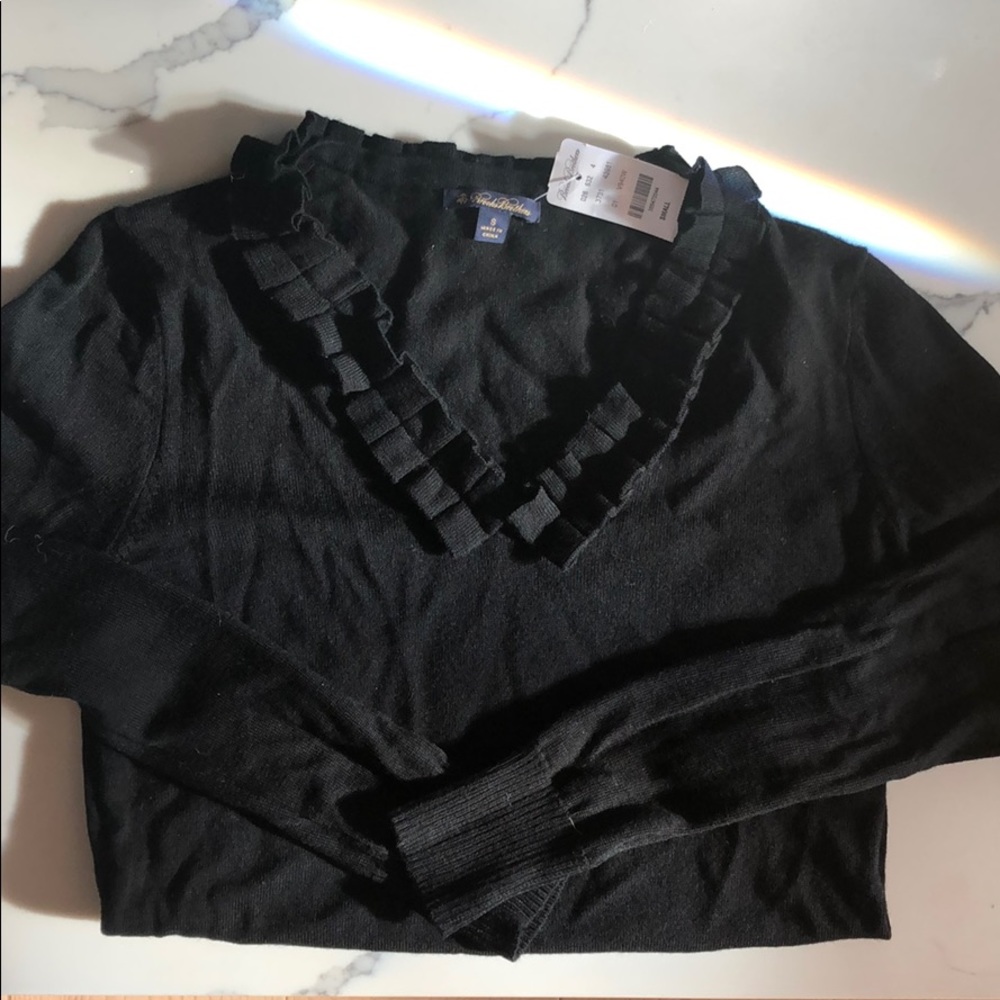 NWT brooks brothers black vneck merino wool
